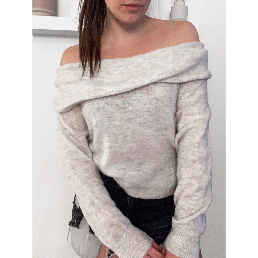 H&M off-the-shoulder cream sweater